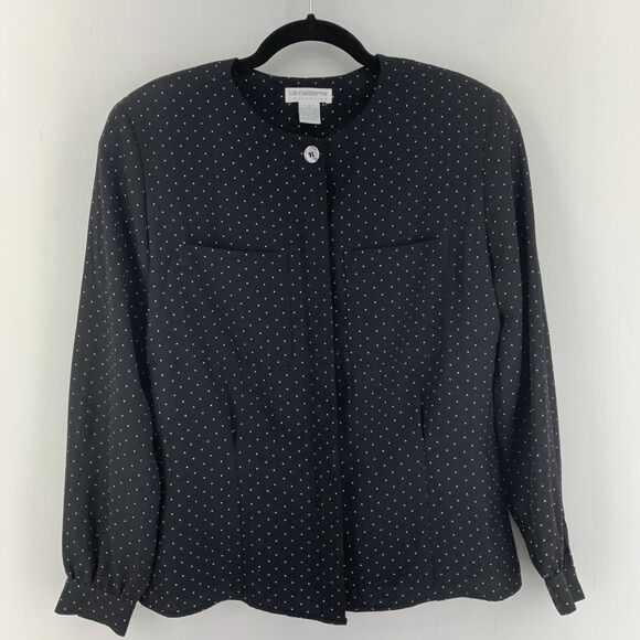 Liz Claiborne Tops - Liz Claiborne Womens 8 Button Up Top Black White Polka Dots Old Money Classic